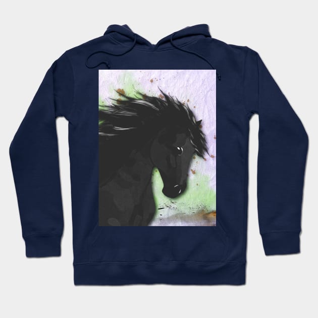 Horse Lovers Black Horse Hoodie by KC Morcom aka KCM Gems n Bling aka KCM Inspirations